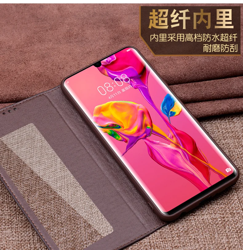 Умный вкл/выкл крокодиловый принт чехол для телефона для huawei P30 Pro Вид из окна натуральная кожа чехол для huawei P30Pro Fundas кожа
