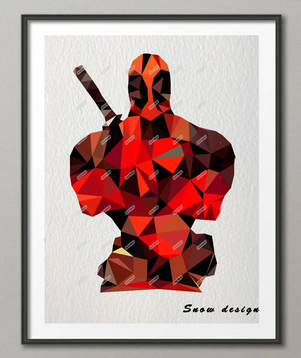 Низкая поли Современная Геометрическая картина Дэдпул на холсте настенный