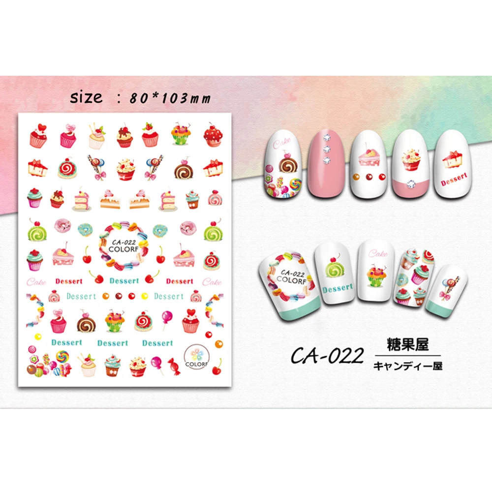 1 лист летний торт из конфет красочные морские украшения для ногтей наклейки