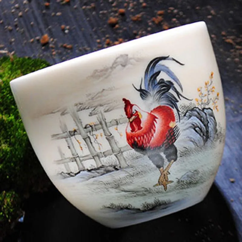 130 мл Boutique Collection Цзиндэчжэнь Famille роза фарфора роспись петух Керамика Чай чашка кунг-фу Чай комплект Чай чашу мастер Чашки