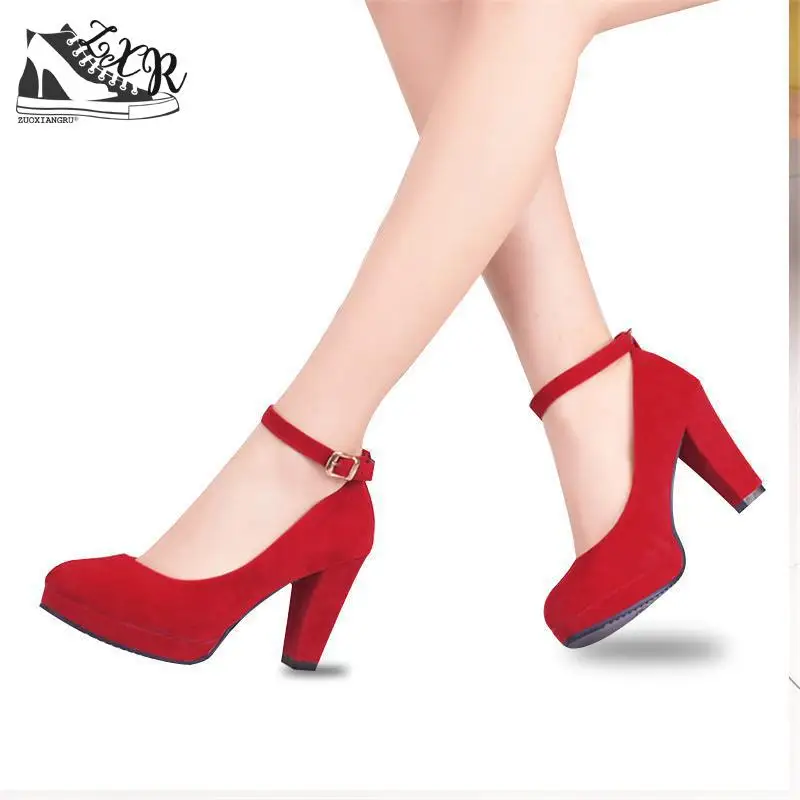 Женская обувь на высоком каблуке модная платформе с круглым носком zapatos mujer