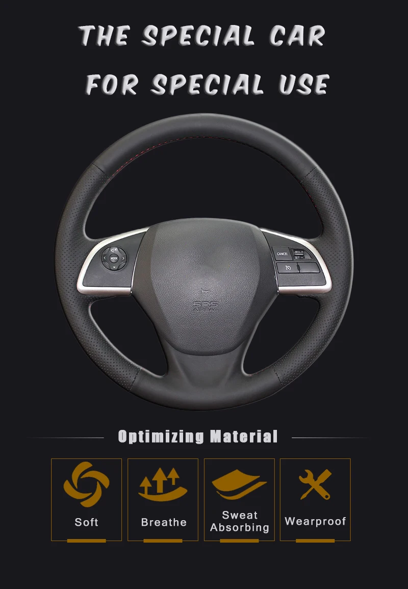 Car Braid On The Steering Wheel Cover for Mitsubishi Outlander 2013 Mirage ASX L200 Auto Covers Car-styling