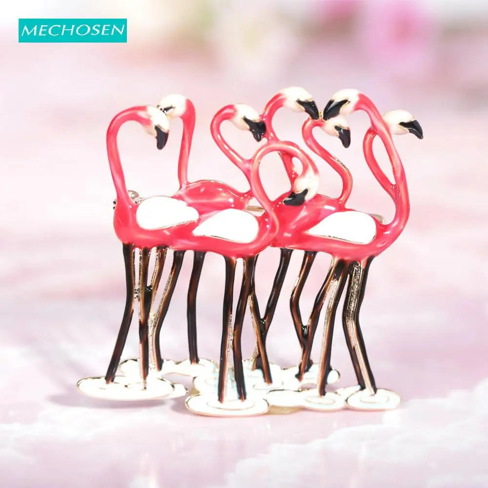 Брошка MECHOSEN Vivid Group Flamingos эмалированные медные украшения для женщин аксессуары