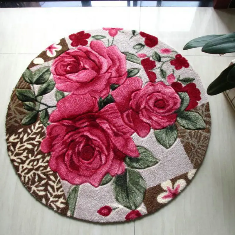 Round rug Red rose / Shaggy carpet for Bedroom mats carpets Living room Mat Rug | Дом и сад