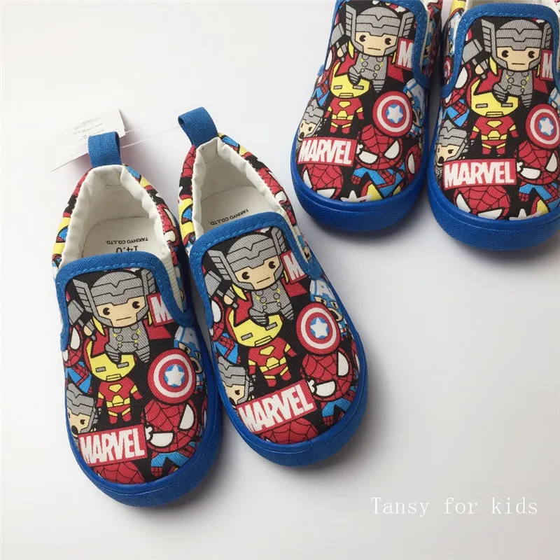 Парусиновые туфли для Мальчиков Marvel, Человек-паук, Капитан Америка, Железный человек, детская мягкая повседневная обувь на плоской подошве