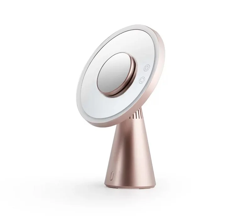 Rose gold Зеркало для макияжа, умный bluetooth-динамик, аудио заполняющий светильник, двухсторонний светодиодный светильник, зеркальное зеркало в красный горошек, бренд, классный подарок - Цвет: Rose gold