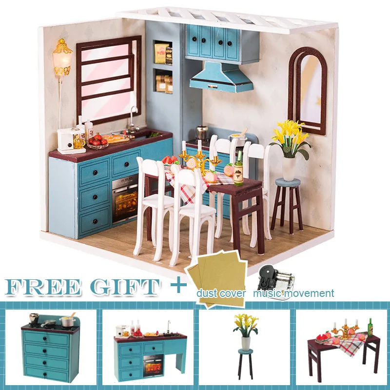 M11F-C Кукольный домик Cutebee миниатюрная мебель кукольный домик DIY Миниатюрные домики комнаты Каса игрушки для детей DIY кукольный домик M10F - Цвет: M11F-C