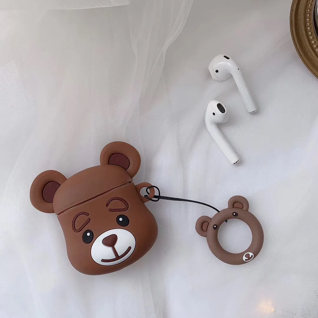 Чехол для AirPods с изображением мультяшного медведя, собаки, чехол s для Apple Airpods 2, чехол, Милые силиконовые аксессуары для наушников, чехлы для наушников, чехлы для Air pods
