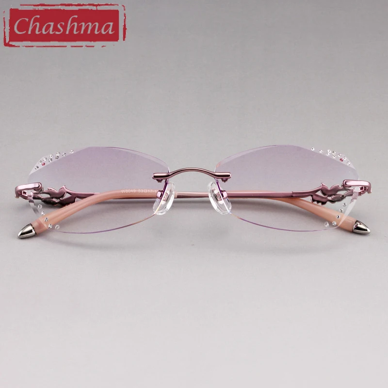 Женские дизайнерские очки Chashma без оправы с прозрачными каменными линзами по
