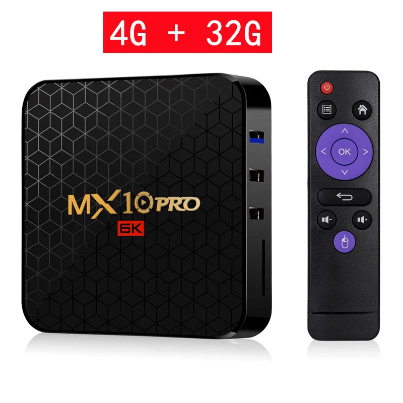 4G 32G TV BOX MX10 PRO Smart tv Box Android 9,0 tv Box 4 ГБ ОЗУ 32 Гб 64 Гб ПЗУ 6K H.265 USB3.0 Netflix Allwinner H6 PK T95Q s905x2 телеприставка - Цвет: 4G 32G TV BOX