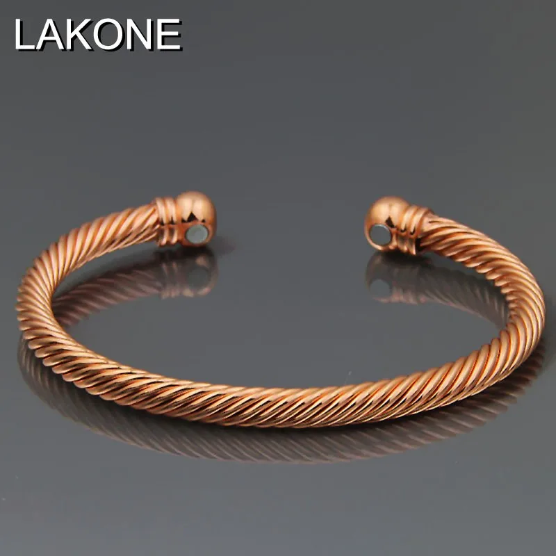 LAKONE 11 видов стилей браслет из чистой меди цвета розового золота магниты баланс
