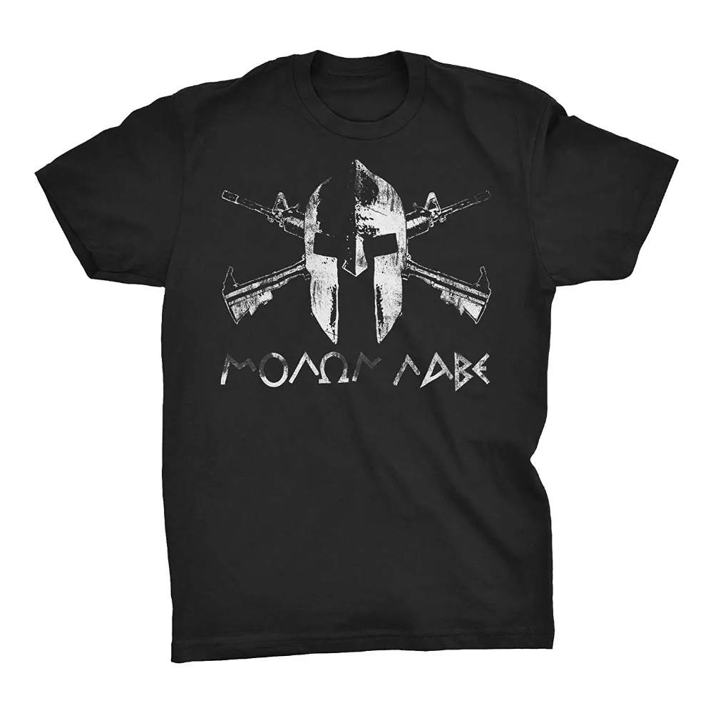 Футболка с принтом Molon Labe Come and Take It New летняя хлопковая круглым вырезом и коротким