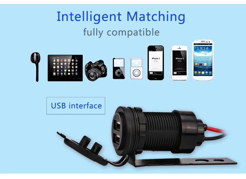 Зарядное устройство с двумя USB портами для мотоциклов 12 В 24 4 2 А|car socket adapter|usb boatusb
