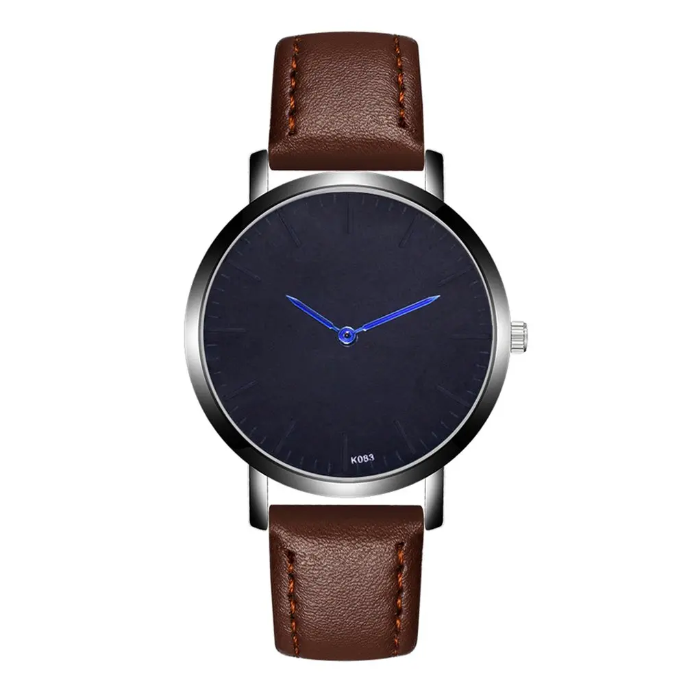 Высококачественный новый бренд K083 мужской черный корпус простые кварцевые часы