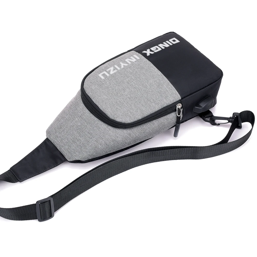 Dingxinymizu USB зарядка Мужская нагрудная сумка дорожная через плечо повседневный