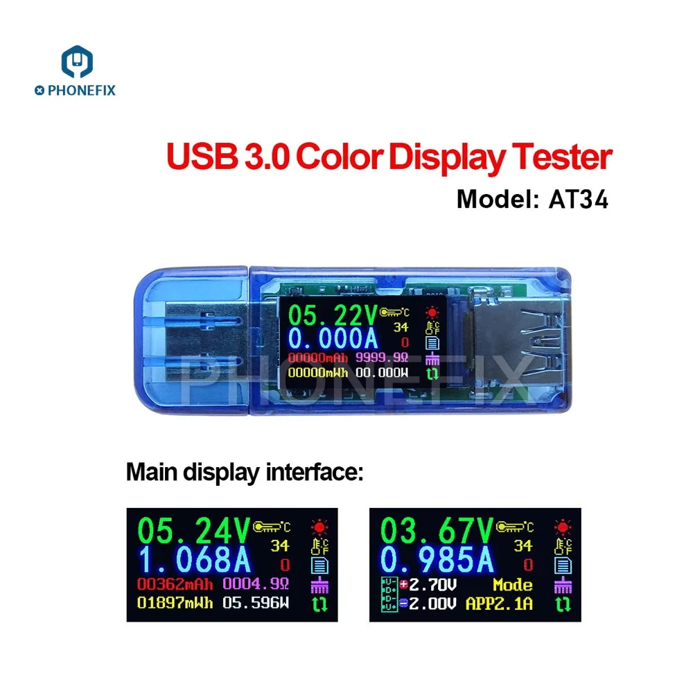 RD AT34 USB 3 0 Цвет ЖК дисплей тестер Мини цифровой мультиметр телефон ремонт слуховой
