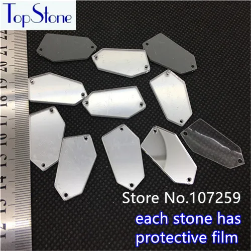 TopStone 30 форм акриловые прозрачные зеркала Пришивные с плоской задней частью Стразы с отверстиями для шитья одежды - Цвет: 03N 18X32MM