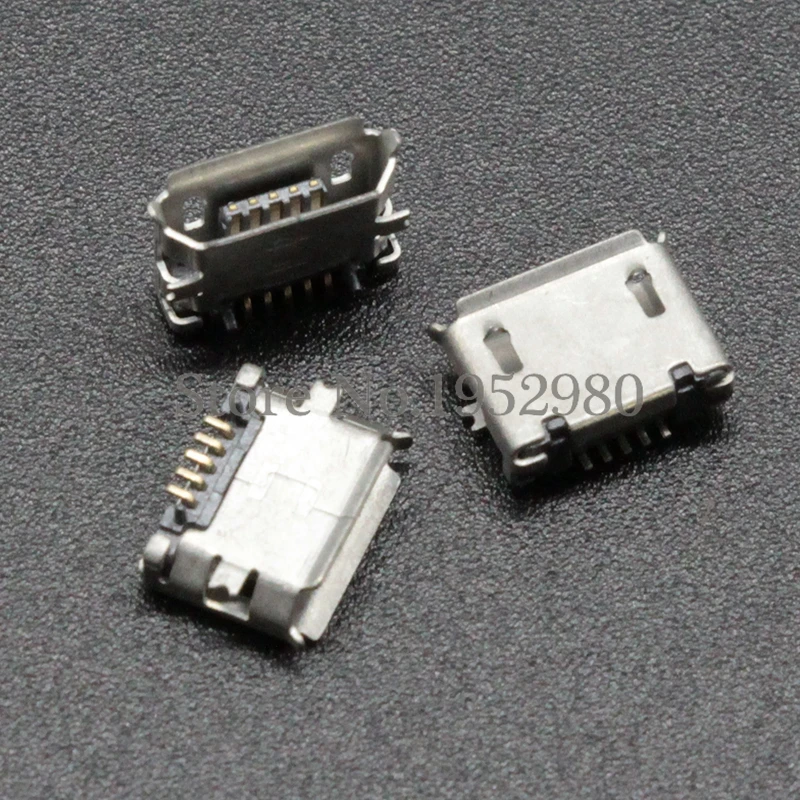 10 шт. разъем Micro USB 5 контактов тип B гнездовой SMT 180 градусов с полями для порта