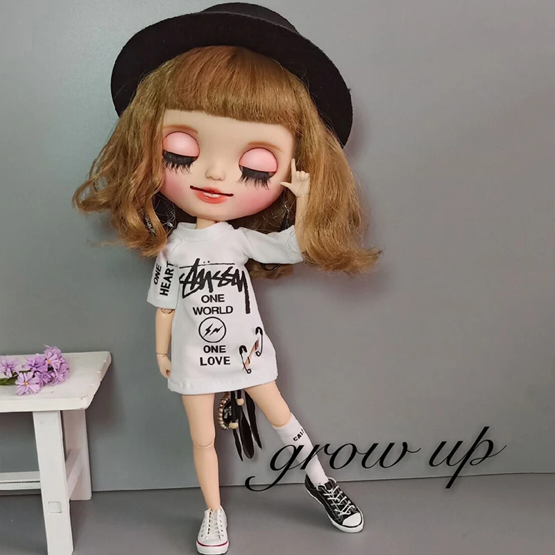 1 шт. модная длинная футболка для кукол Blyth ob24 Azone Licca 30 см платье рубашка 1/6