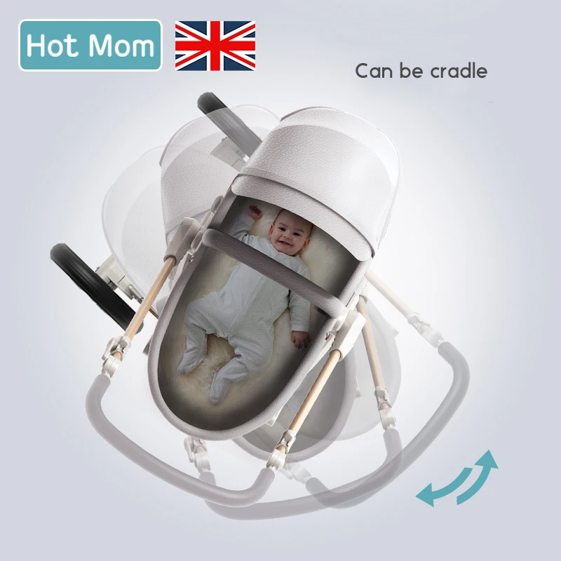 Hotmom Роскошная детская коляска 3 в 1 коляска светильник 2 в 1 коляска с автокреслом 360 градусов Двусторонняя коляска