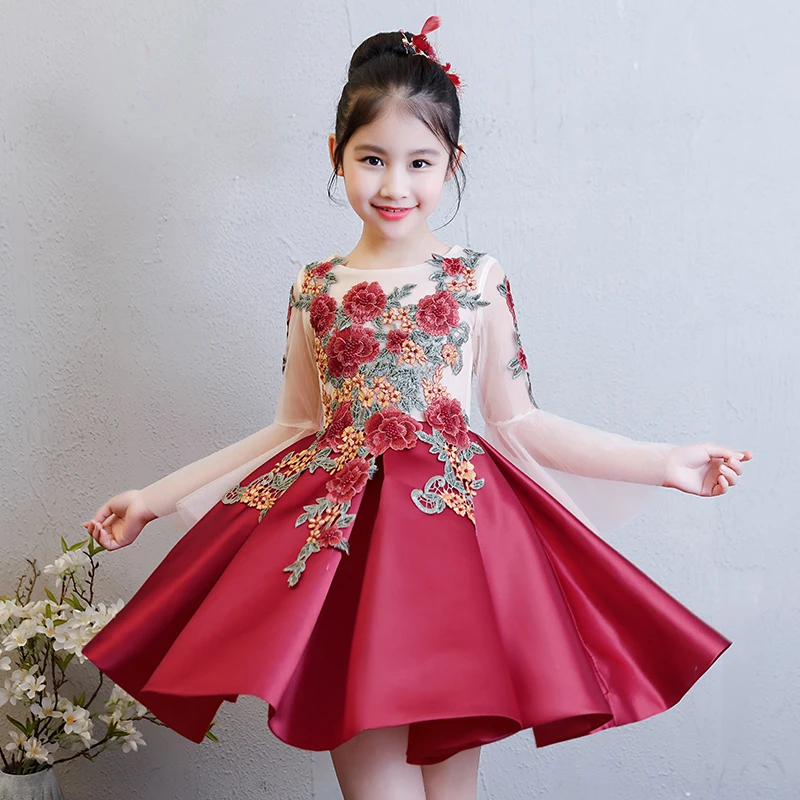 

Stage clothes Flower girl dress for kid ball gown short prom elegant piano costume sweet lovely girl evening dress birthday gift