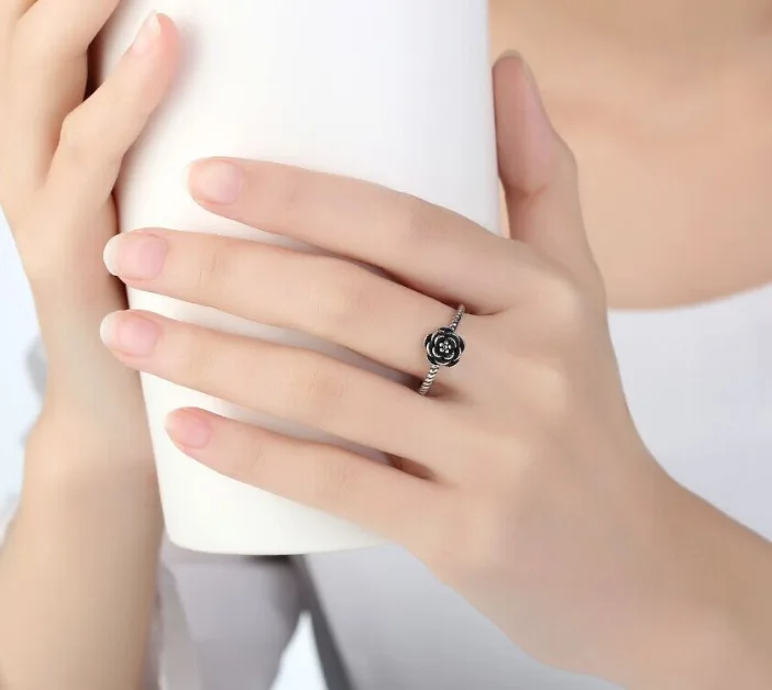 2019 бижутерия модные кольца из настоящего серебра с цветком розы для женщин