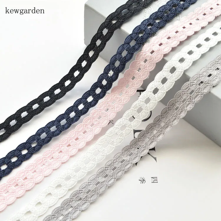 

Kewgarden 12mm-15mm Elasticity Lace Ribbons Handmade Tape DIY Headband Satin Ribbon Clothing Accessories 8meters / lot