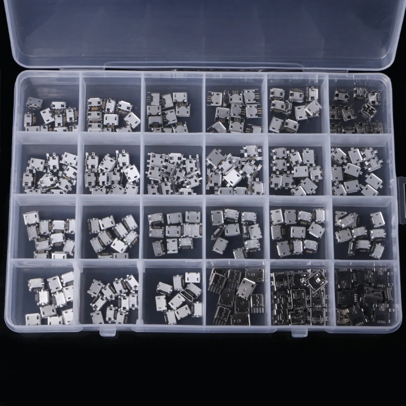 

240Pcs/Box 24 Models Micro USB Connector Kit Pack Socket Jack Connectors Set Smart Laptop For MP3/4/5 Lenovo ZTE Huawei Nokia