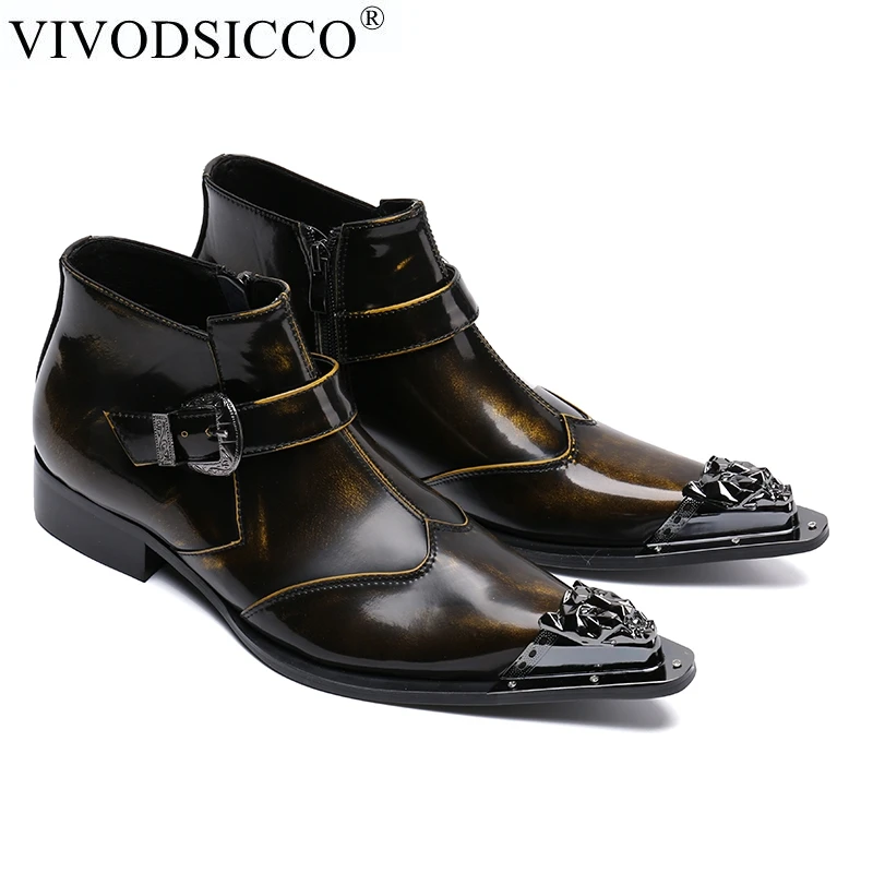 VIVODSICCO Модные Мужские модельные ботинки в британском стиле с острым носком