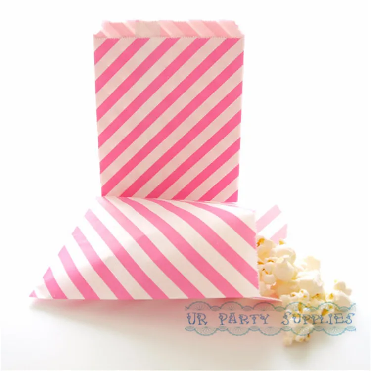 Бесплатная доставка 200 шт ВЕСЕЛЫЕ ярко розовые и белые бумажные мешки