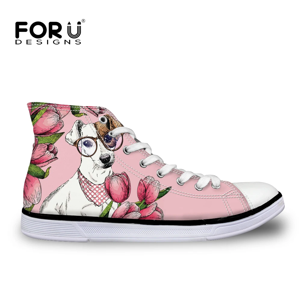 Женские холщовые кроссовки на шнуровке FORUDESIGNS Goofy Jack Рассел Terrier | Обувь