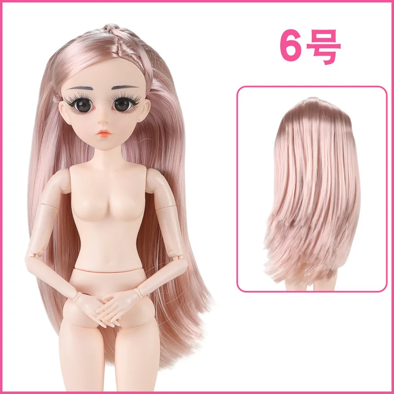 45cm 26 Movable Joints Bjd Dolls Toys 3D Eyes Eyelashes Naked Nude 1/4 Female Doll Body with Head Dolls Toy For Girls Gift