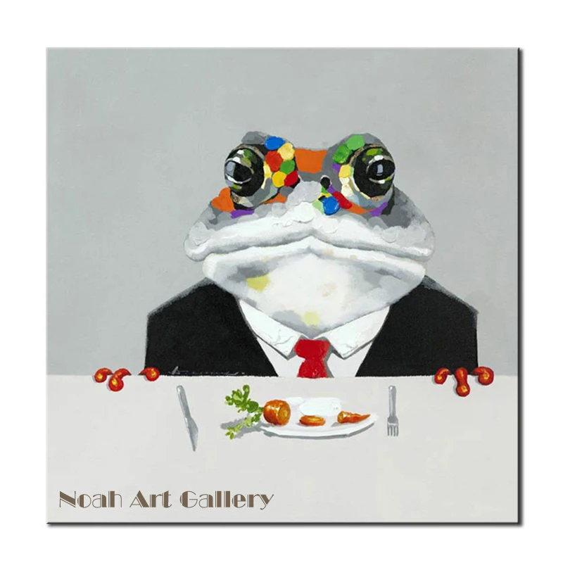 Забавная Современная животная Масляная Краска на холсте еда для Mr Frog ручная