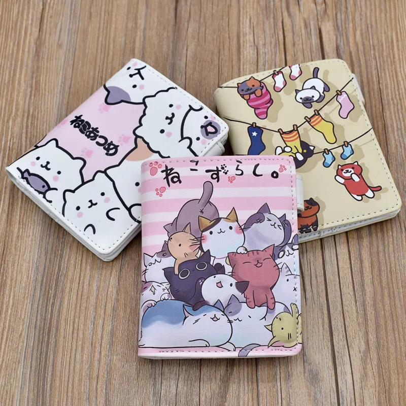 Студенческий кошелек Neko Atsume из искусственной кожи с аниме игрой милый короткий