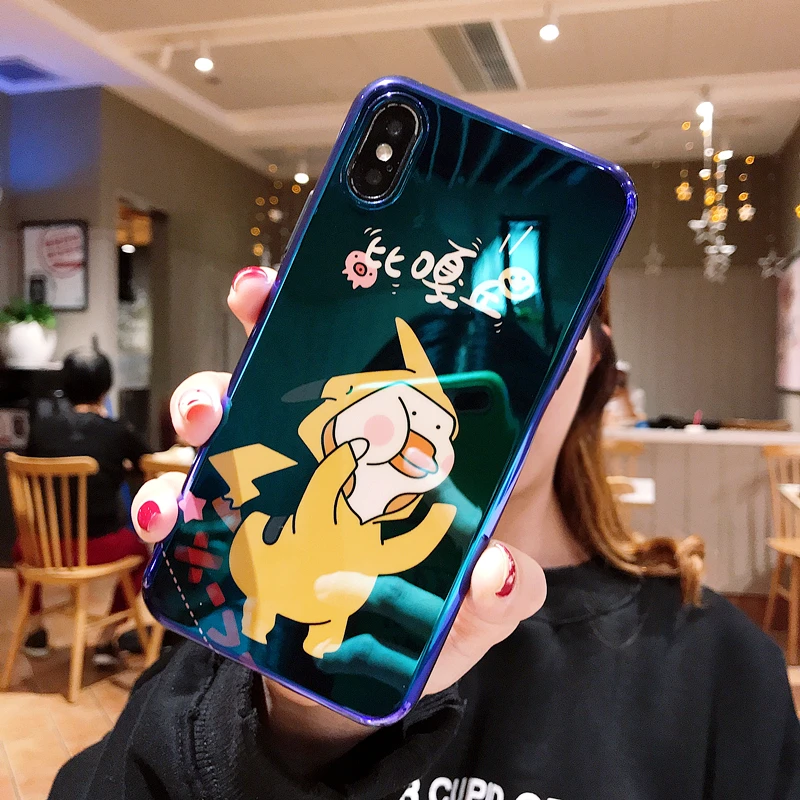 Marchcover для iPhone X XS MAX милый мультфильм пикачуэ Утка чехол синий луч мягкий tpu fundas 8 7 6