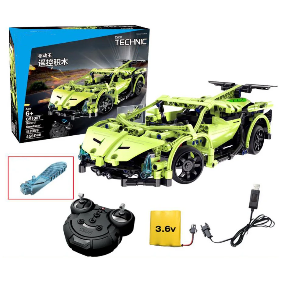 

Technical 2.4Ghz radio remote control green sword super sport car building block germany bull brand Lambor model bricks rc toys