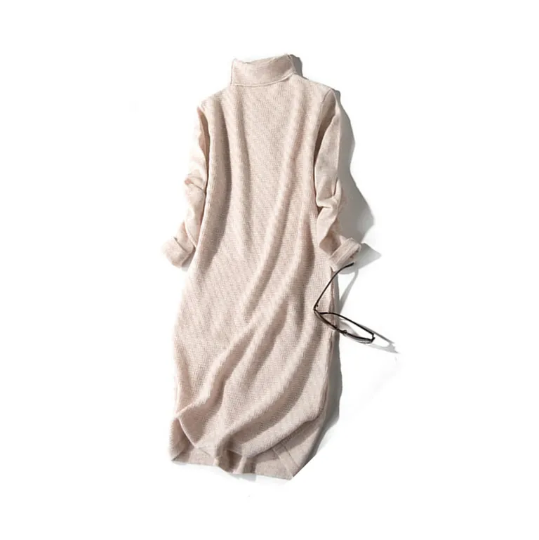 Женский длинный кашемировый пуловер бежевая водолазка Размеры M/L/XL 100% | Женская