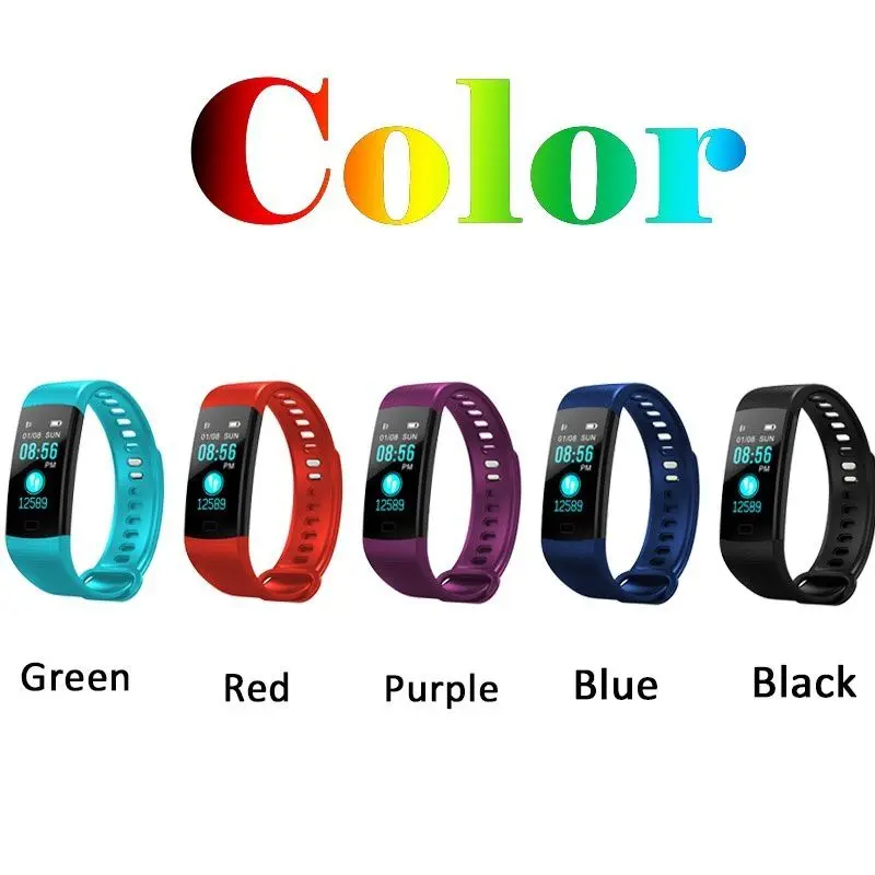 Bluetooth Смарт браслет цветной экран монитор сердечного ритма измерение кровяного