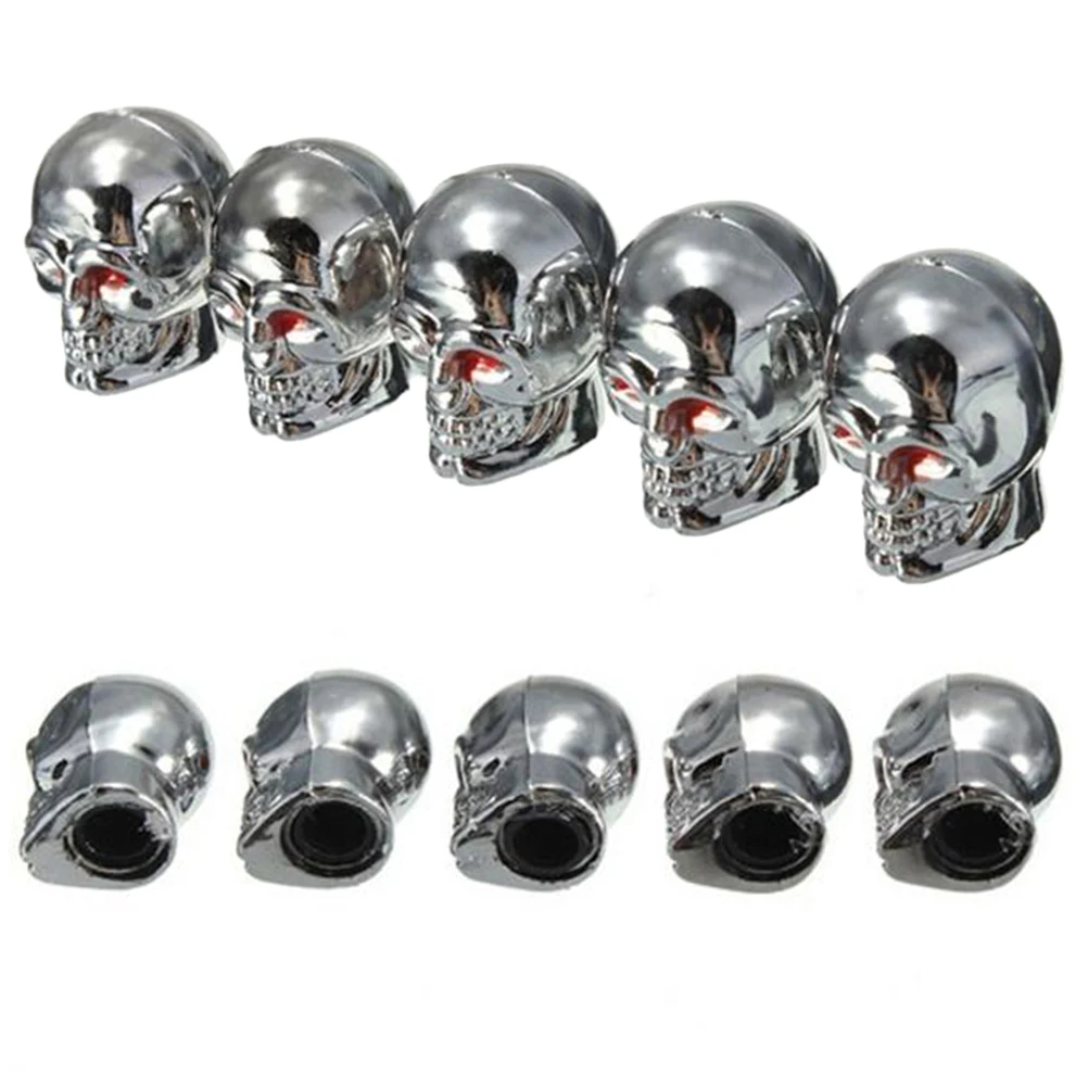 

4pcs Skull Shape Car Valve Caps Wheel Valve Cap Auto Tyre Air Valve Stem Caps Dust Cover For Bike Car Vehicles Styling