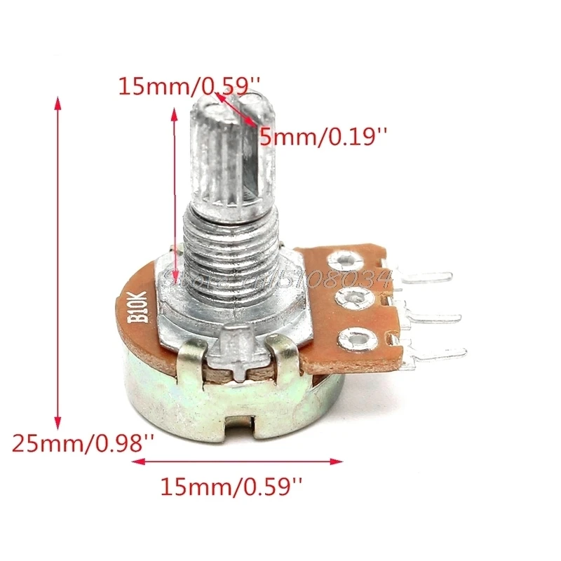 5 шт. B10K ohm линейный конический поворотный панельный потенциометр 15 мм Новый S08
