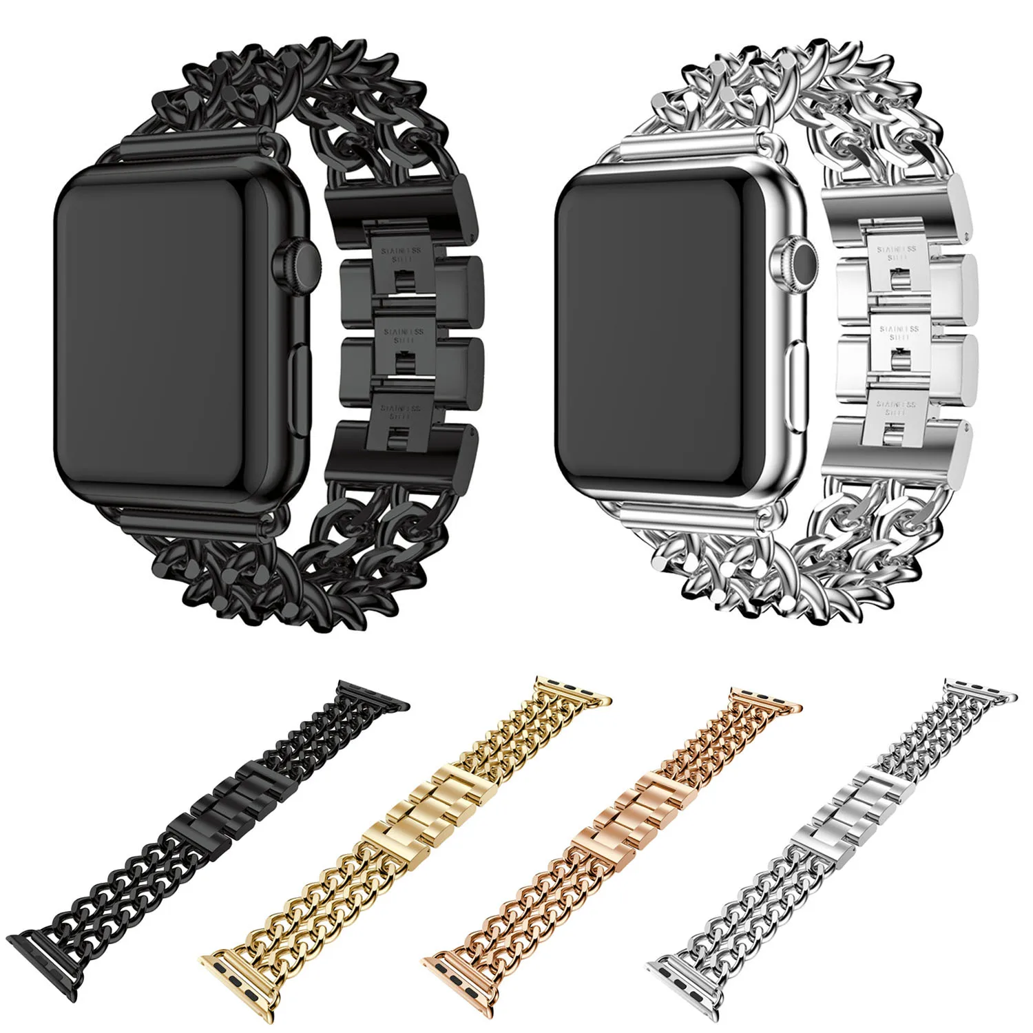 Ковбойская цепочка из нержавеющей стали ремешок для Apple Watch браслет iWatch серии 1/2/3