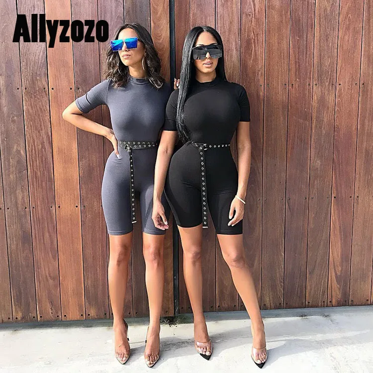 Женский Облегающий комбинезон Allyzozo однотонный без рукавов уличная одежда серые