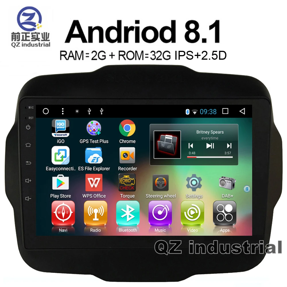 QZ industrial HD 9 &quotIPS 2.5D Android 8 1 T3 для JEEP RENEGADE автомобильный DVD плеер с Canbus радио Navi 3G 4G GPS