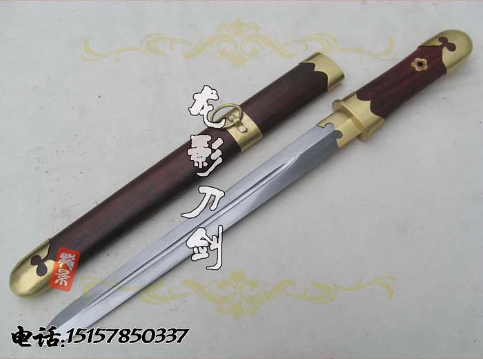 S4948 Коричневый Деревянный Китайский классический короткий нож меч с Дамасским