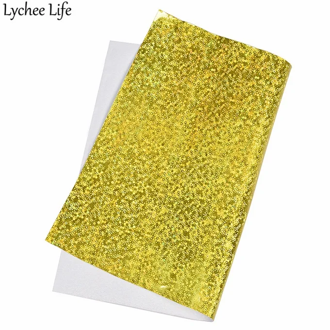 Lychee Life A4 голографическая Синтетическая кожаная ткань цветная искусственная ткань DIY Ручная работа швейная одежда аксессуары