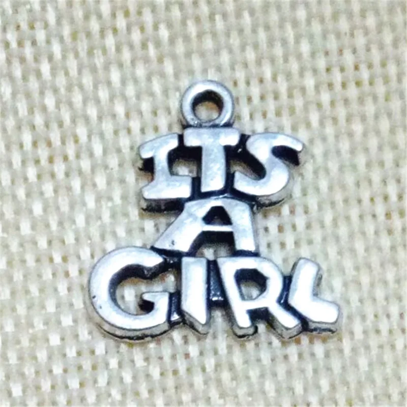 

50pcs ITS A GIRL pendant charms jewelry accessary 19*20MM