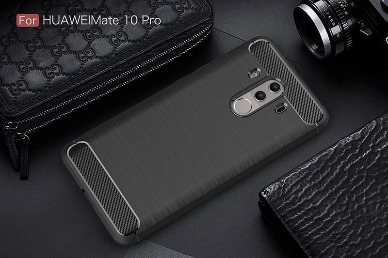 Ocolor для Huawei Mate 10 Pro углеродного волокна чехол противоударный ТПУ Мягкий