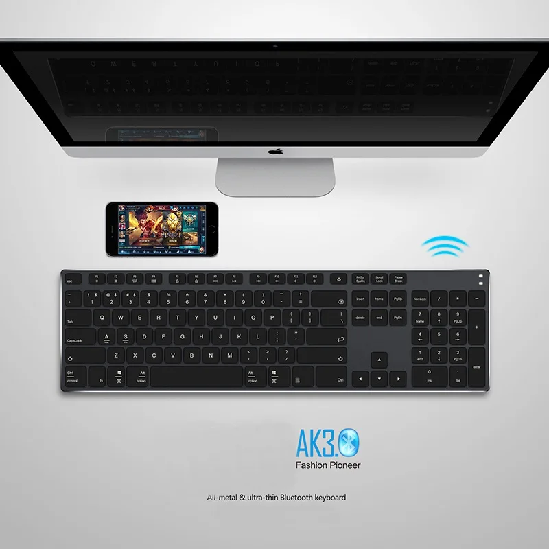 Ajazz AK3.3 ультра тонкий металлический корпус мульти Поддержка беспроводной Bluetooth