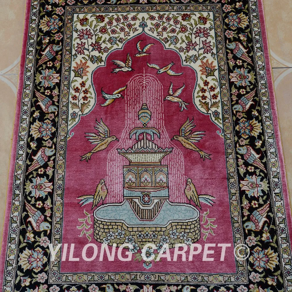 Иранский шелковый ковер Yilong 2 'x 3' Молитвенный Ковер изысканный красный