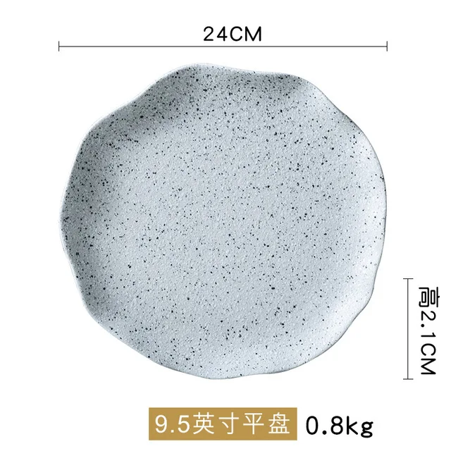9.5 inch plate Каменная посуда обеденные тарелки и миски набор керамики рисовый суп салат Ramen лапша миска рыба тарелка loza керамическая посуда loucha - Цвет: 9.5 inch plate